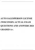 AUTO SALESPERSON LICENSE (WISCONSIN) ACTUAL EXAM QUESTIONS AND ANSWERS 2024 GRADED A+.