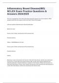 Inflammatory Bowel Disease(IBD) NCLEX Exam Practice Questions & Answers 2024/2025