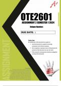 OTE2601 assignment 1 and 2 semester 1 2024 (Full solutions)