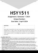 HSY1511 Assignment 2 (ANSWERS) Semester 1 2024 - DISTINCTION GUARANTEED