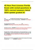 45 Hour Post License Florida Exam with veried questions & 100% correct answers latest 2024 update graded A+
