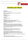 CHEM 104 LAB 3 Report Titration and Titration Curve Complete 2024 / 2025 | 100% Verified