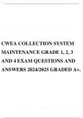 CWEA COLLECTION SYSTEM MAINTENANCE GRADE 1, 2, 3 AND 4 EXAM QUESTIONS AND ANSWERS 2024/2025 GRADED A+.