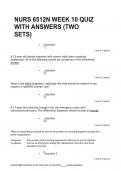 NURS 6512N WEEK 10 QUIZ WITH ANSWERS (TWO SETS)
