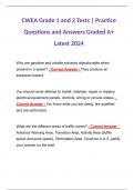 CWEA Grade 1 and 2 Tests | Practice Questions and Answers Graded A+ Latest 2024