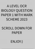 A LEVEL OCR BIOLOGY QUESTION PAPER 1 WITH MARK SCHEME 2023