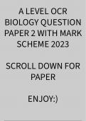 A LEVEL OCR BIOLOGY QUESTION PAPER 2 WITH MARK SCHEME 2023