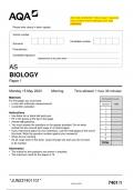 2023 AQA AS BIOLOGY 7401/1 Paper 1 Question Paper & Mark scheme (Merged) June 2023 [VERIFIED]