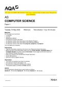 2023 AQA AS COMPUTER SCIENCE 7516/1 Paper 1 Question Paper & Mark scheme (Merged) June 2023 [VERIFIED]
