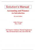 Solutions Manual For Accounting and Finance An Introduction 11th Edition By Eddie McLaney, Peter Atrill (All Chapters, 100% Original Verified, A+ Grade)