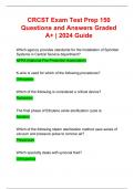 CRCST Exam Test Prep 150 Questions and Answers Graded A+ | 2024 Guide 