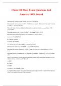 Chem 101 Final Exam Questions And Answers 100% Solved