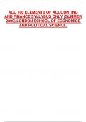 ACC 100 ELEMENTS OF ACCOUNTING  AND FINANCE SYLLYBUS ONLY (SUMMER  2009) LONDON SCHOOL OF ECONOMICS  AND POLITICAL SCIENCE