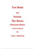 Test Bank for Society The Basics 15th Edition (Global Edition) By John Macionis (All Chapters, 100% Original Verified, A+ Grade)
