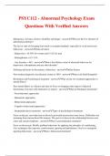PSYC112 - Abnormal Psychology Exam Questions With Verified Answers
