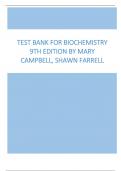 Test Bank for Biochemistry 9th Edition By Mary Campbell, Shawn Farrell All Chapters 2024