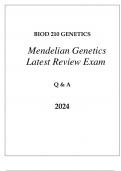 BIOD 210 MOD 2 MENDELIAN GENETICS LATEST REVIEW EXAM Q & A 2024