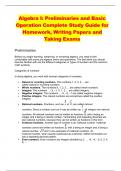 Algebra I: Preliminaries and Basic Operation Complete Study Guide for Homework, Writing Papers and Taking Exams