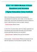 STAT 101 SSD4 Module 4 Exam Questions and Answers - Higher Education Army Institute
