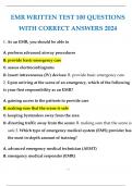 EMR WRITTEN TEST 100 QUESTIONS WITH CORRECT ANSWERS 2024_