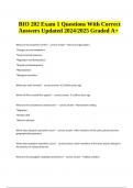 BIO 202 Exam 1 Questions With Correct Answers Updated 2024/2025 Graded A+.