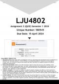 LJU4802 Assignment 2 (ANSWERS) Semester 1 2024 - DISTINCTION GUARANTEED