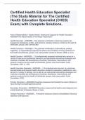 Certified Health Education Specialist (The Study Material for The Certified Health Education Specialist (CHES) Exam) with Complete Solutions.