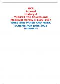 OCR A Level History A Y304/01 The Church and Medieval Heresy c.1100–1437 QUESTION PAPER AND MARK SCHEME FOR JUNE 2023 (MERGED) 