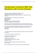 Construction Contracts 2024 Test Questions with Correct Answers 