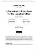 Test Bank For Administrative Procedures for the Canadian Office, 10th Edition by Lauralee Kilgour, Edward Kilgour, Marie Rutherford, Sharon C. Burton, Nelda J. Shelton