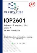 IOP2601 Assignment 2 (DETAILED ANSWERS) Semester 1 2024 - DISTINCTION GUARANTEED