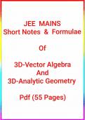 JEE (MAINS)  Short Notes And Formulae  Of  3D-Vector Algebra  And  3D-Analytic Geometry