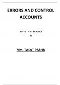 Accounting Errors and Controll accounts topical past papers and notes combined AS level 