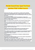 Florida General Lines Agent Test Exam questions With Verified Answers