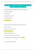 Bio 93 Midterm Review (Test Questions)  with Complete Solutions