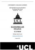 ECON0048 (Economics of Finance) Summary - UCL Economics BSc Second Year