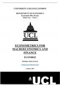 ECON0022 (Econometrics for Macroeconomics and Finance) Summary - UCL Economics BSc Third Year
