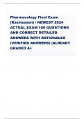 Pharmacology Final Exam (Rasmussen) / NEWEST 2024 ACTUAL EXAM 100 QUESTIONS AND CORRECT DETAILED ANSWERS WITH RATIONALES (VERIFIED ANSWERS) |ALREADY GRADED A+