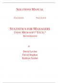 Solutions Manual for Statistics for Managers Using Microsoft Excel 9th Edition By David Levine, David Stephan, Kathryn Szabat (All Chapters, 100% Original Verified, A+ Grade)