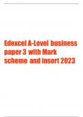 EDEXCEL A-LEVEL BUSINESS PAPER 3 WITH MARK SCHEME AND INSERT 2023