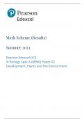 Pearson Edexcel GCE Biology A advanced Salters Nuffield Paper 02 9BN0/02:Energy, Exercise and Coordination MARK SCHEME  for June 2023