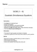 GCSE(1-9)- Quadratic Simultaneous Equations