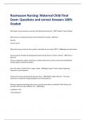 Rasmussen Nursing: Maternal Child Final  Exam- Questions and correct Answers 100%  Graded
