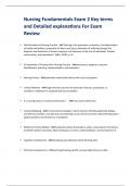 Nursing Fundamentals Exam 2 Key terms and Detailed explanations For Exam  Review