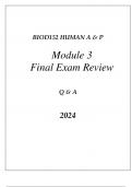 BIOD152 ESSENTIALS IN HUMAN A & P MODULE 3 FINAL EXAM REVIEW Q & A 2024.