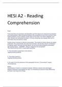 HESI A2 - Reading  Comprehension questions and answers