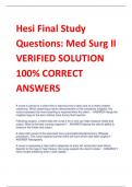 Hesi Final Study  Questions: Med Surg II VERIFIED SOLUTION  100% CORRECT  ANSWERS