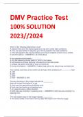 DMV Practice Test 100% SOLUTION  2023//2024