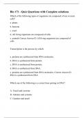 Bio 171 - Quiz Questions with Complete solutions