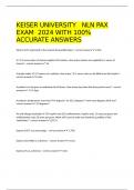  KEISER UNIVERSITY   NLN PAX EXAM  2024 WITH 100% ACCURATE ANSWERS